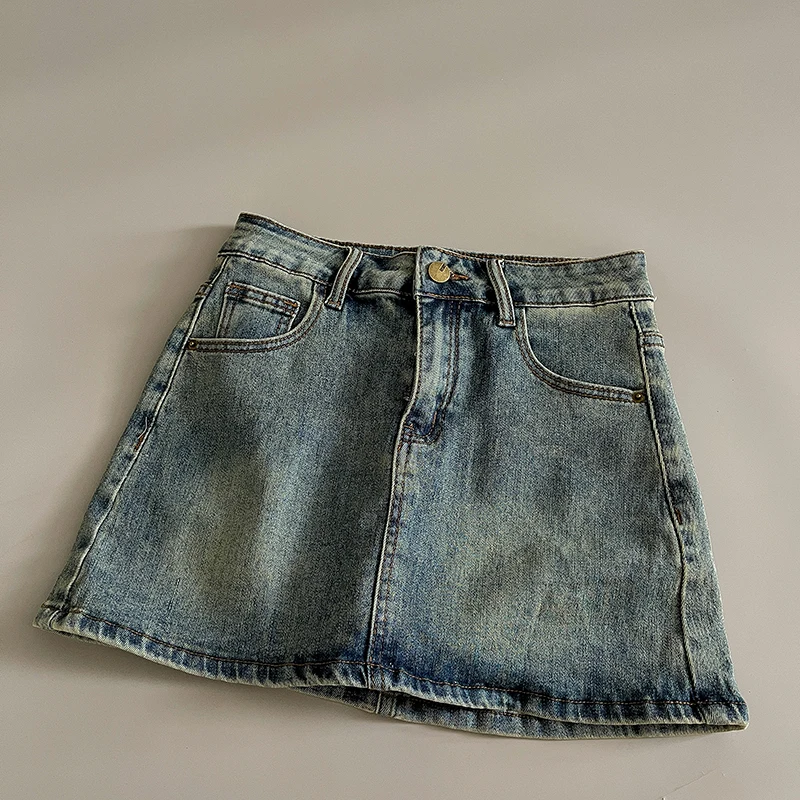 

American Retro Women Denim Skirts New Versatile Fashion High Waist A-Line Skirts Summer Streetwear Sexy Spicy Girls Mini Skirt