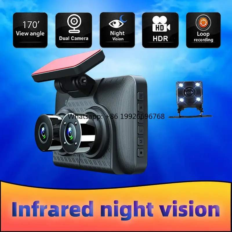 

3 Lens HD Car Dashcam 4 Inch IPS Screen 1080P Infrared Night Vision Driving Recorder with Reversing Image manufacturer