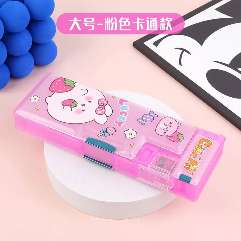 Sanrio Anime Cartoon Cute Kurumi My Melody Cinnamon Roll Double Door Multi-Function Pen Box Children's Large Capacity High Value