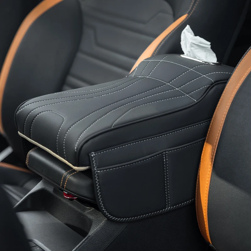 Center Console Armrest Riser Pad For BYD Shark 6 Leather Organizer Built-in Tissue Holder Side 2 Storage Pockets Car Accessories