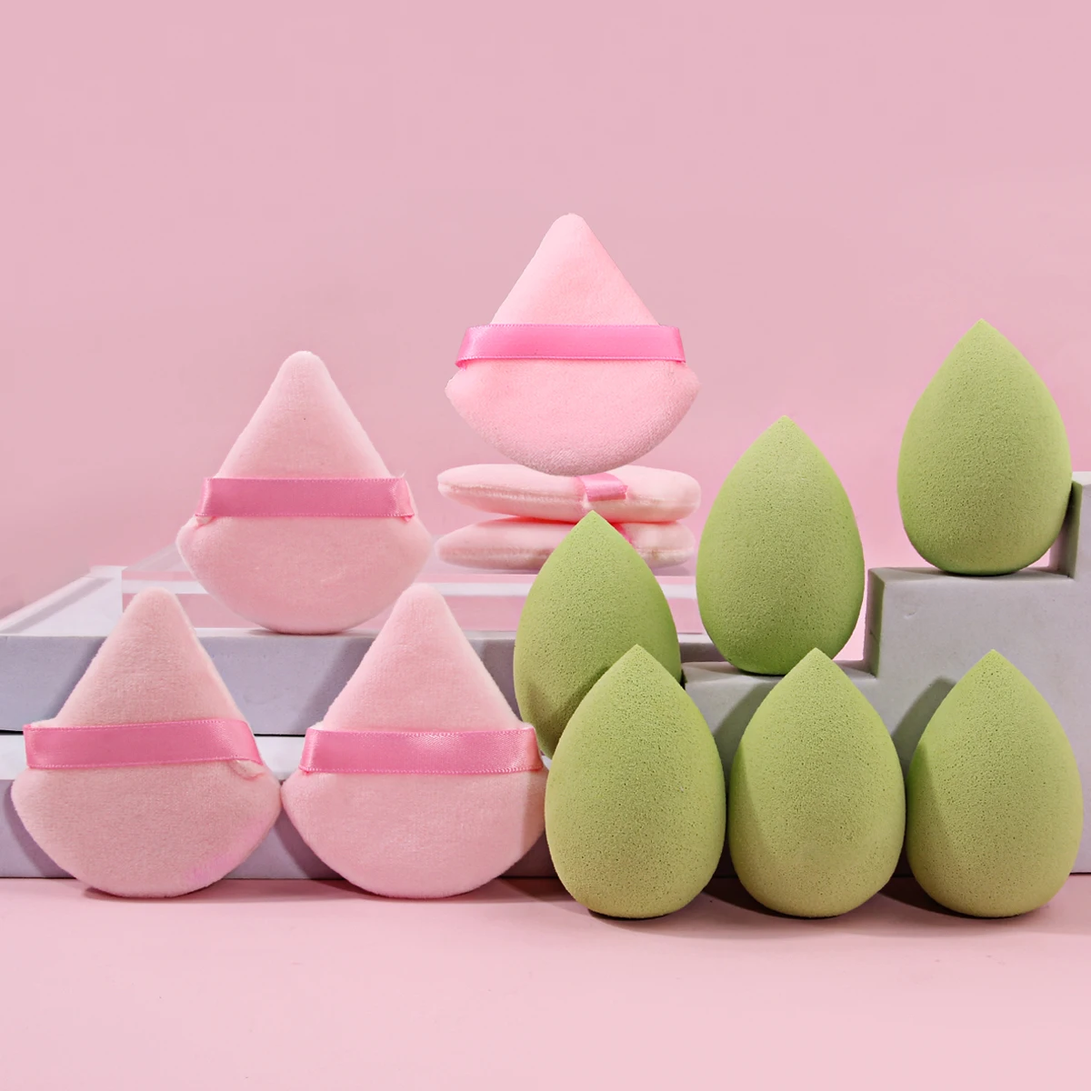 乾湿両用の超ソフトメイクアップスポンジ12個セット、パウダーが付着しない顔用の特別なメイクアップツールです。