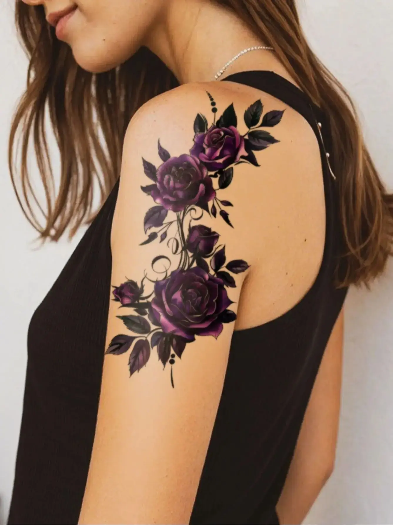 Autocollant de tatouage temporaire imperméable, 4 pièces, romantique, bleu, violet, Rose, fleur de pivoine, bras d'art corporel, faux tatouages, manches pour femmes et hommes