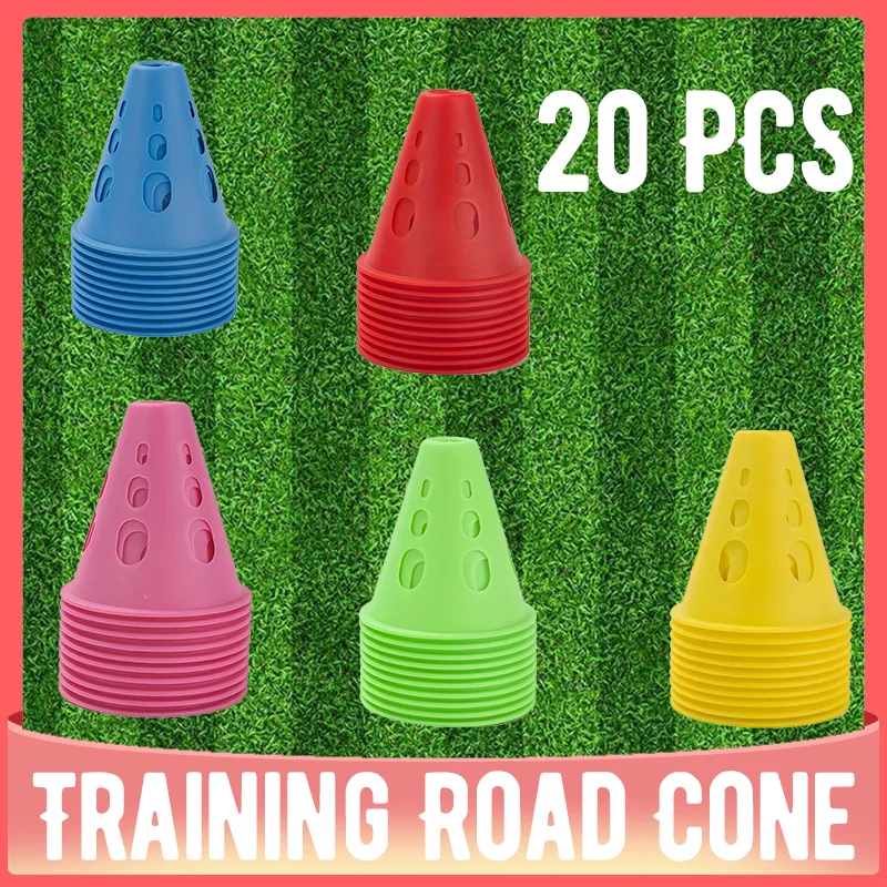 Cono de carretera de entrenamiento con marcado de 20 piezas, patines multifuncionales portátiles, bloques de carretera, accesorios de obstáculos para entrenamiento de fútbol