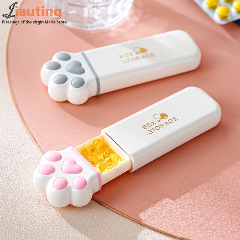 Cute Cat Claw Pill Box Daily Pill Organizer Portable Medicine Container Travel Pill Holder Moisture Proof Pill Case