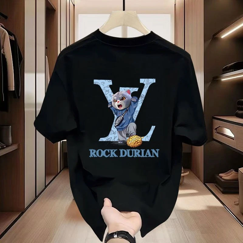 

High-quality Men's Summer New Thick Pure Cotton T-shirt, with Printed Design, Stylish, Breathable, and Sweat-absorbing