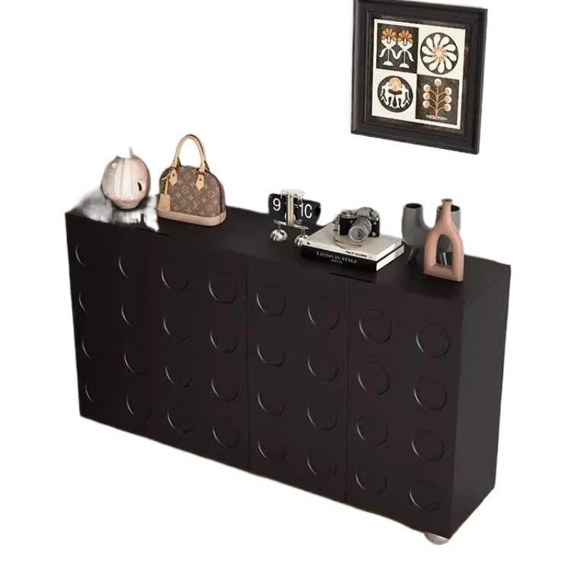 Black retro shoe cabinet, household entrance cabinet, large-capacity locker in the living room