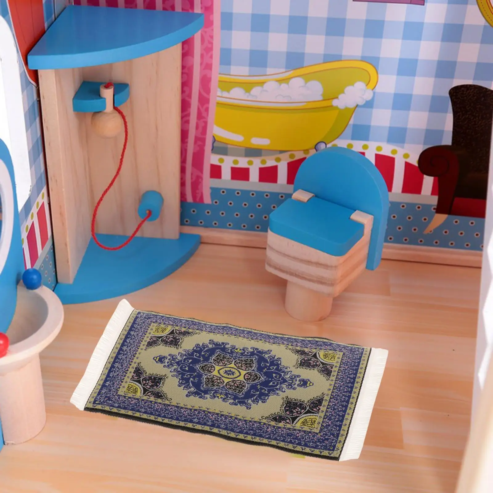 

1/12 весы кукольный домик вышивка ковёр Винтаж для Аксессуары для гостиной ковровое покрытие Декор прямоугольная дверь коврик 3,86 ''x 6,18''