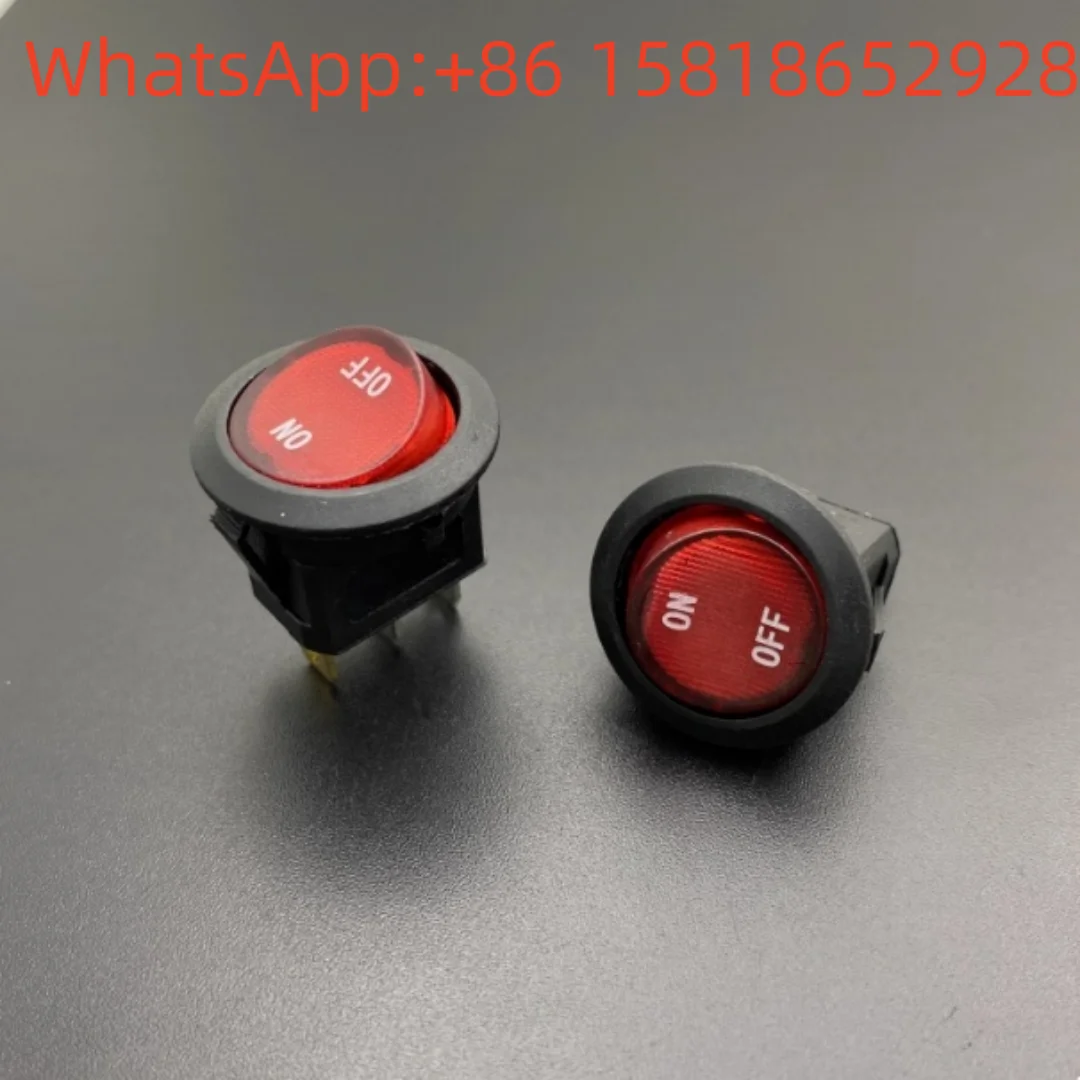 5 pieces 20A 12V DC rocker switches with red light, 3-pin, 2-position, round button, red cap