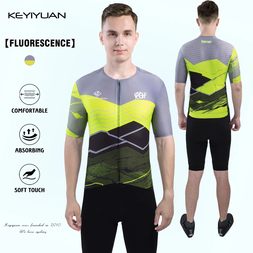 

KEYIYUAN новые летние мужские велосипедные костюмы с короткими рукавами, велосипедное снаряжение для активного отдыха и костюмы для шоссейного велоспорта