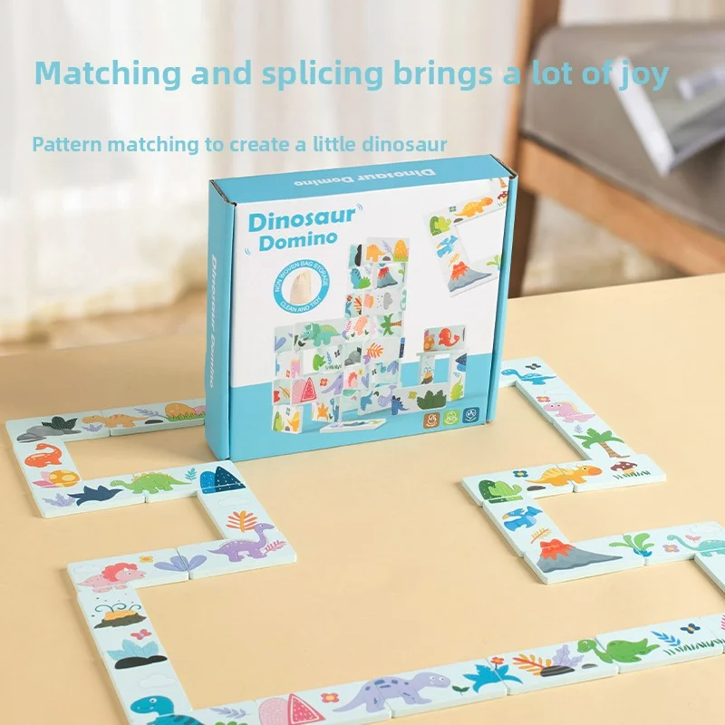 Dinossauro dominó blocos de construção das crianças correspondência empilhamento jogo de mesa bebê mão-olho coordenação brinquedo educativo