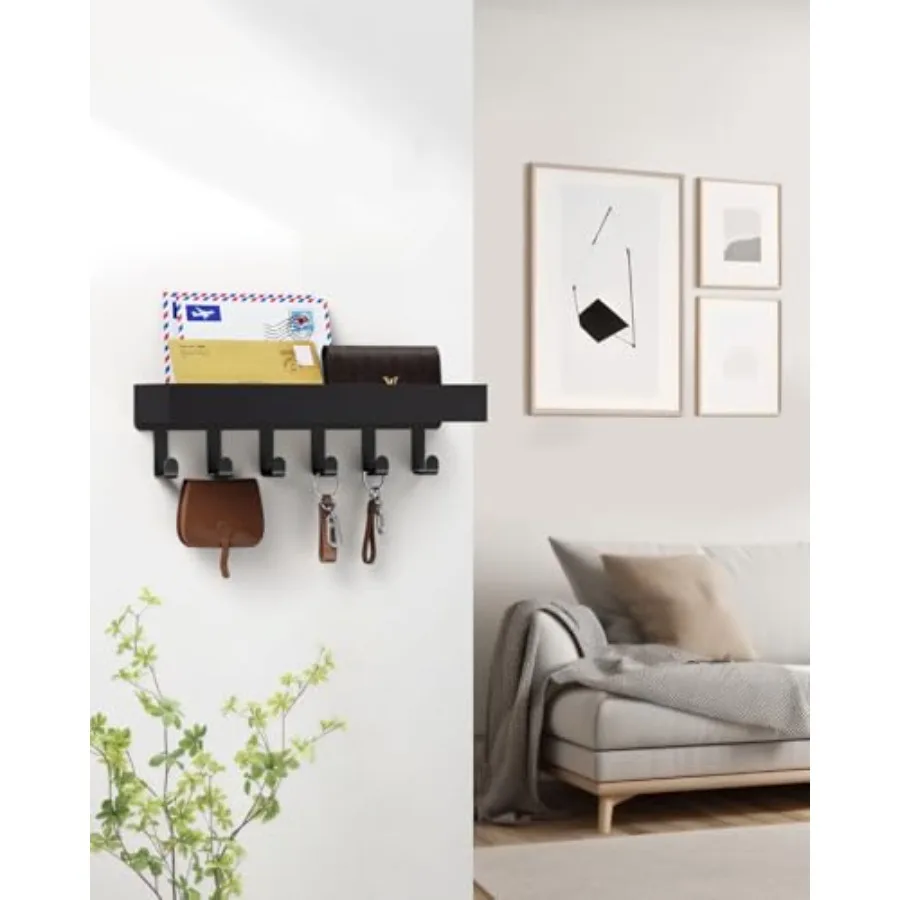Key Holder Wall Mount Adhesive Magnetic - Hanging Key Hooks with Mail Organizer for Wallet House Accessories - Keys Hanger Rack