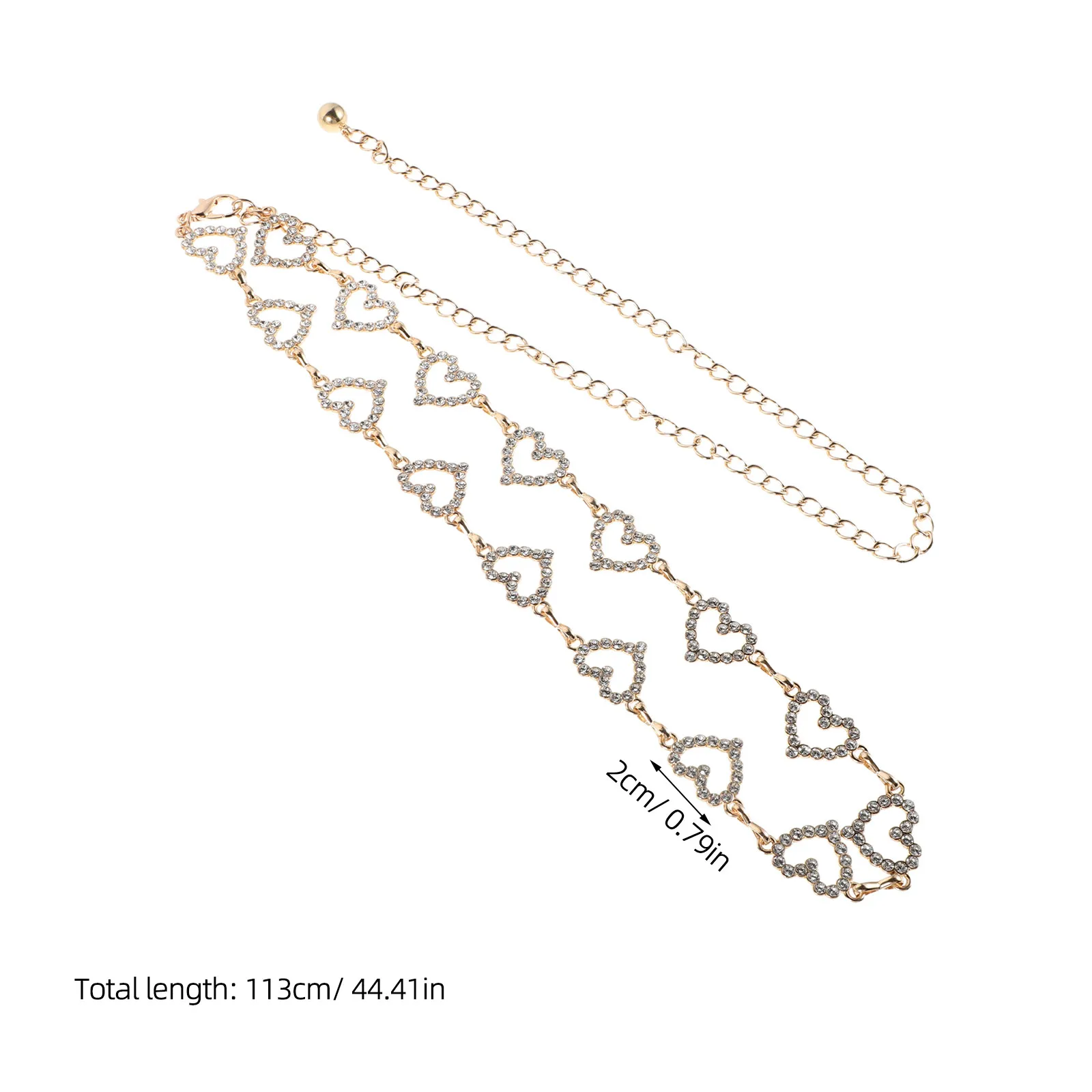 Pendant Waist Chain - 44 Inches Adjustable Rhinestone Belt for Women - Decorative Body Chain for Dresses Jeans