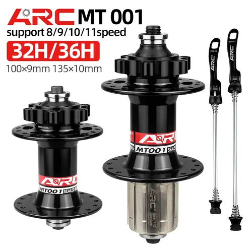 Imagen 1 del producto MT001 MTB buje de bicicleta de montaña 32 36 agujeros 9x100 delantero 10x135 eje QR trasero 6 pernos freno de disco buje de bicicleta 32H 36H HG 11 v pieza de rueda