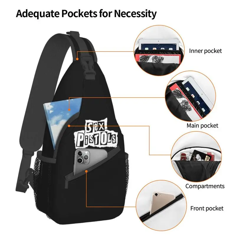 Casual Sex Guns Crossbody Sling Backpack Men Heavy Metal Rock Shoulder Chest Bag per l'escursionismo