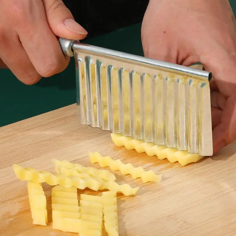 Stainless Steel Wavy Potato Cutter Professional Crinkle Cut Vegetable: 1pc Slicer