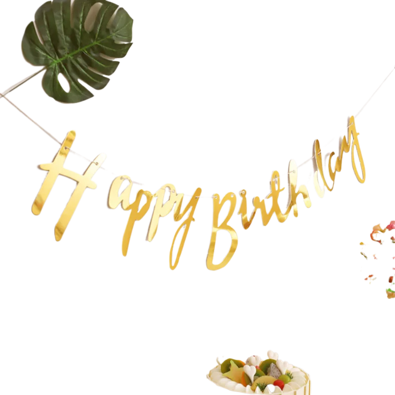 Skrypt Jasnofioletowy Happy Birthday Flaga Baby Shower Różowa Artystyczna Girlanda Złoto Srebro Baner Bacdrops Dekoracja — zdjęcie 2