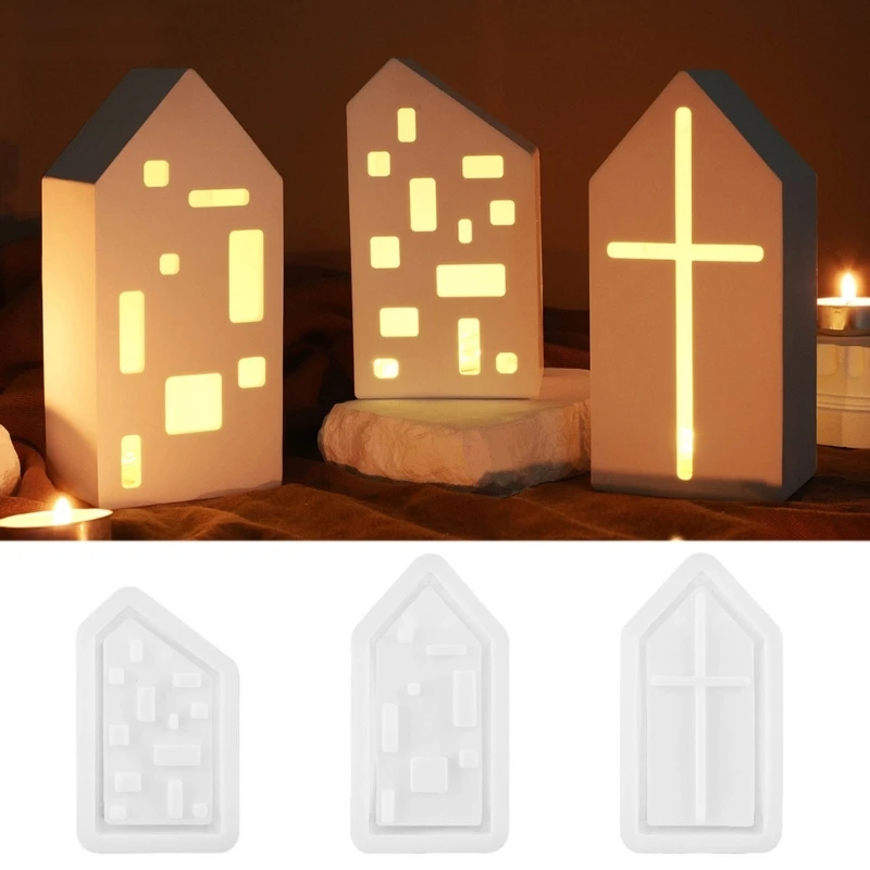 Hollow House Candlestick Molds Hollow Church Holder Molds for Craft