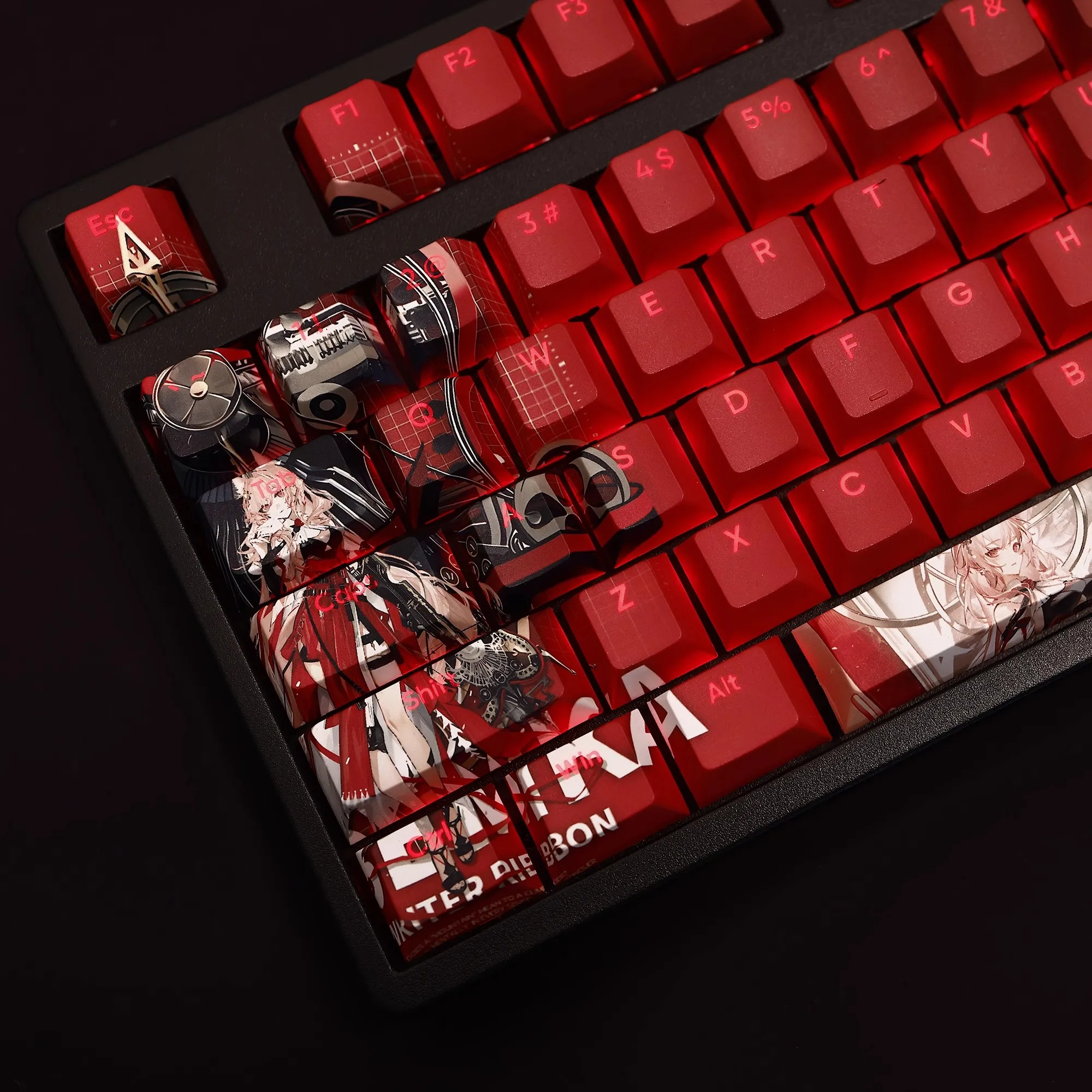 Imagem -02 - Arknights Snowstorm Keycap Pbt Tintura Subbed Backlit Keycaps Anime Game Key Caps para Ansi 61 87 104 108 108