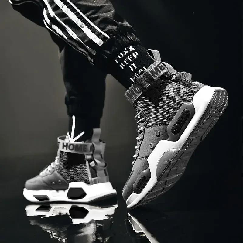 

Men's High Top Fashion Leather Sneakers Trend Hot Sale Comfortable Man Casual Shoes Outdoor Non-slip Breathable Men Shoes 39-48