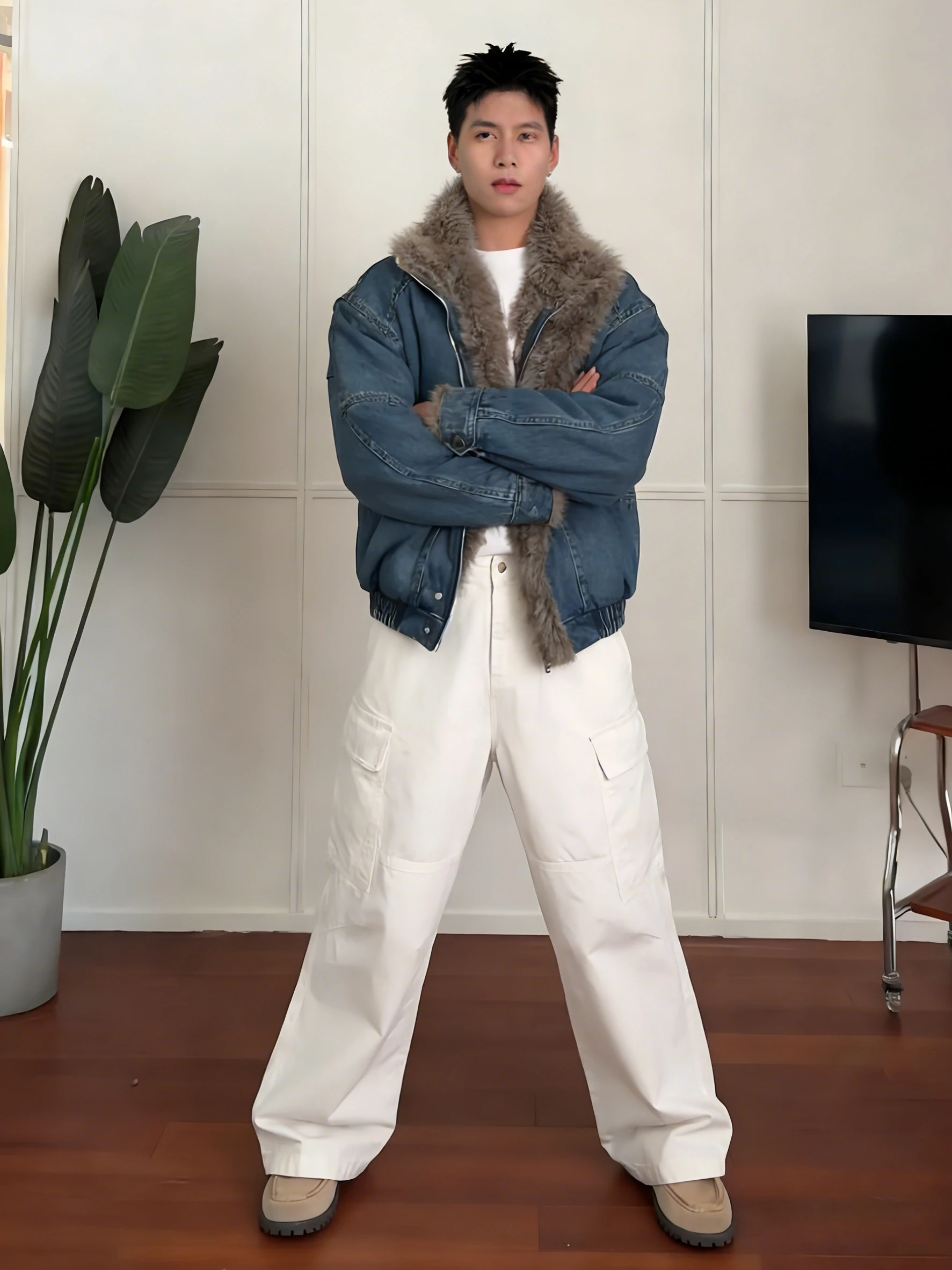 

Мужская зимняя джинсовая хлопковая куртка Thiened American Sle Deconstructed, рабочая одежда на подкладке с меховым воротником