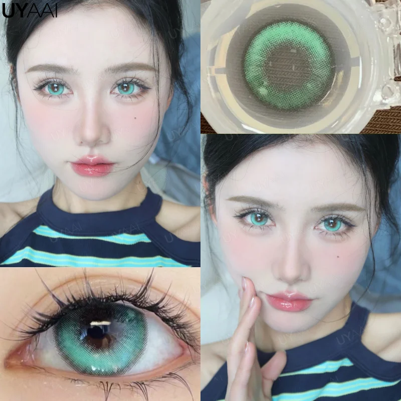 UYAAI Color Contact Lenses with Diopters Blue Graduated Colored Lenses Cosplay Color Lens Green Lenses Pink Lenses Anime Lenses