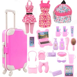 High Capacity Doll Suitcase For 11.5 inch Clothes Travel Furniture Accessories Luggage Sunglass Computer for Kids Toys for Girls