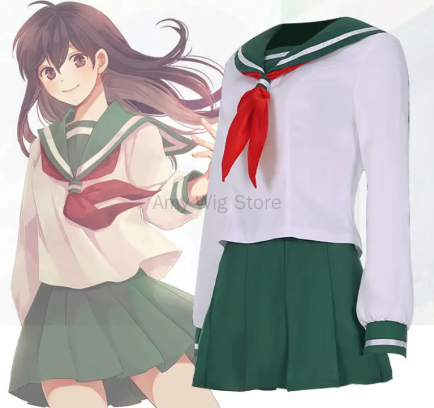 

InuYasha Kagome Higurashi Cosplay Costume Women Girls School JK Uniform Skirt Dress Wig Outfits Halloween Carnival Costume Women