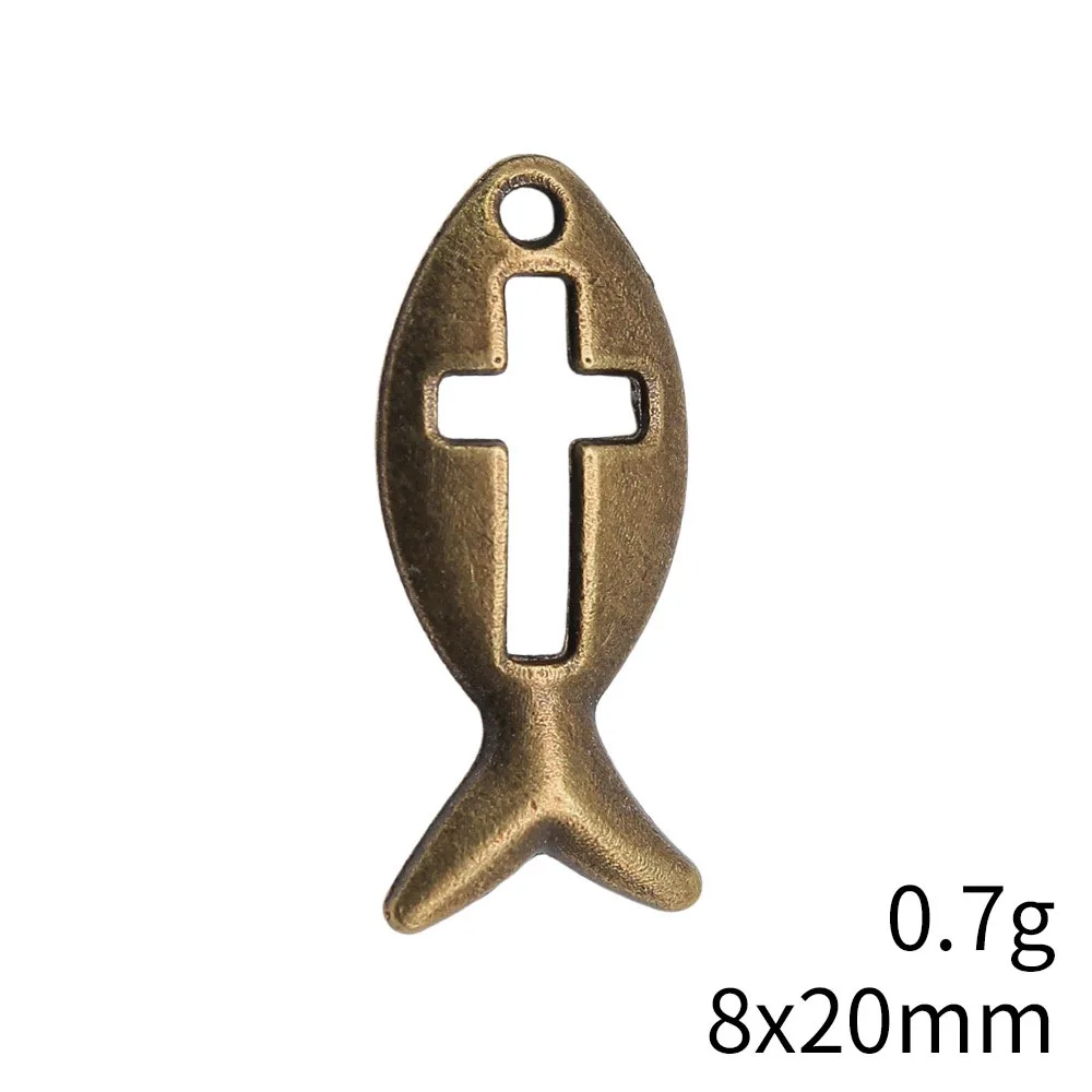 10pcs 8x20mm 2 Colors Antique Silver Color Antique Bronze Color Jesus Fish Charms Pendant Jewelry Making DIY Accessories view 3