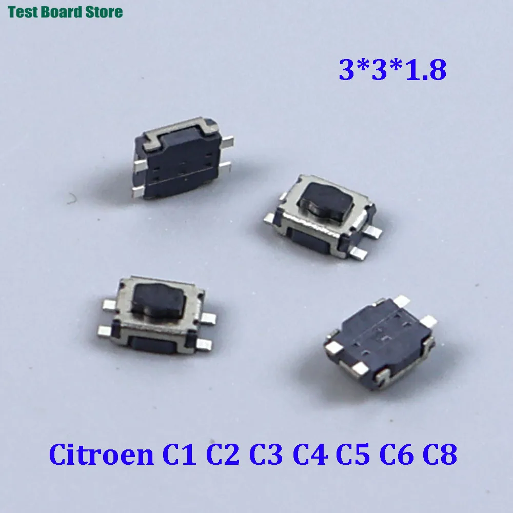 

10-100Pcs Micro Switch for Peugeot 307 308 Citroen Triumph Sega Car Remote control key Tactile Tact Push Button Switch 4Pin