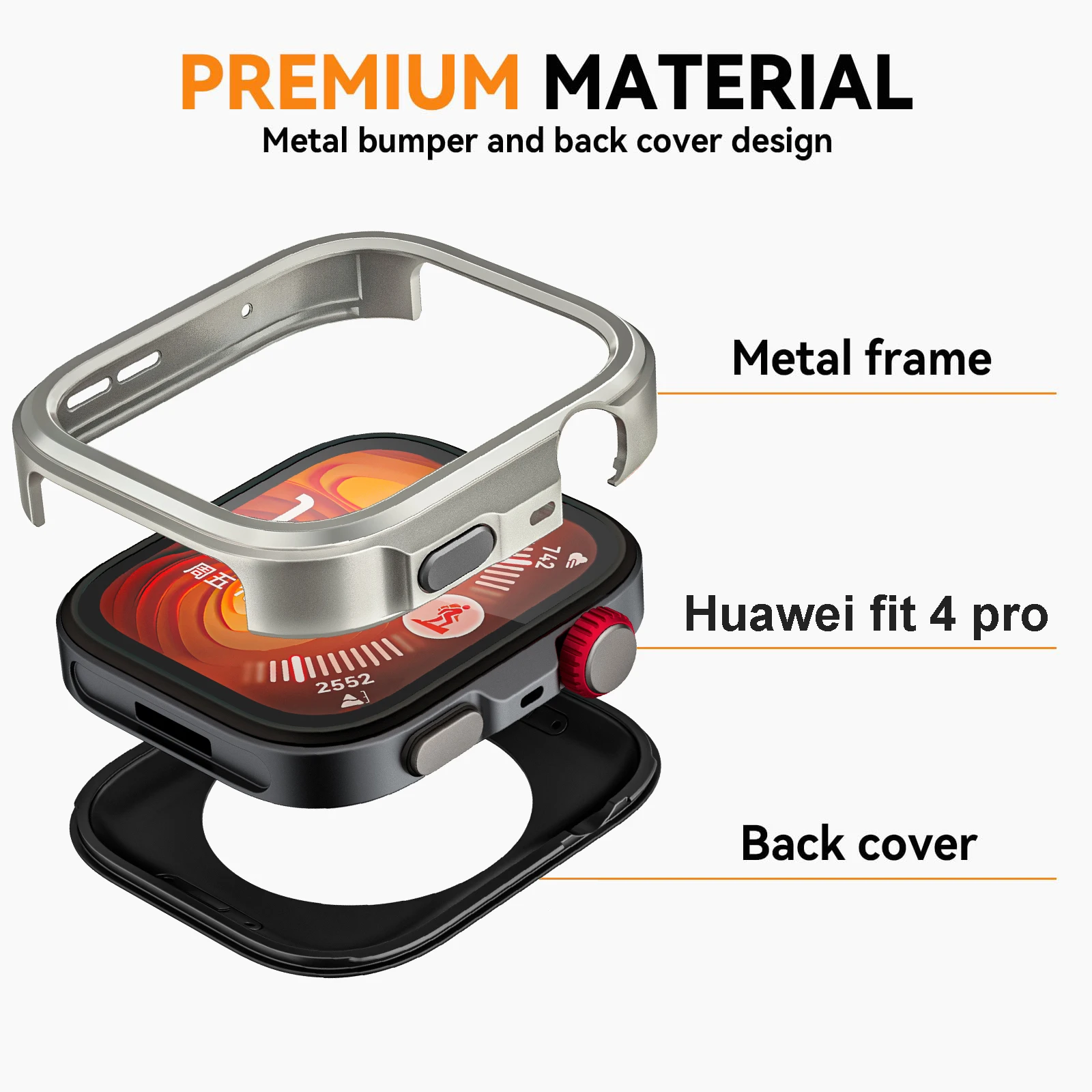 Metal Case for Huawei Watch Fit4 Pro Screen Protective Cover for Huawei Fit4 Pro Hollow Case Shockproof Bumper Shell Accessories