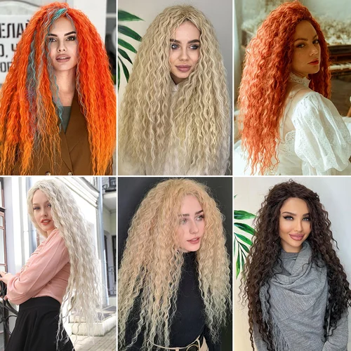 Imagen 2 del producto Ariel Curl pelo onda de agua Twist Crochet pelo sintético trenzas de ganchillo Rubio degradado Afro rizos onda profunda extensión de cabello trenzado