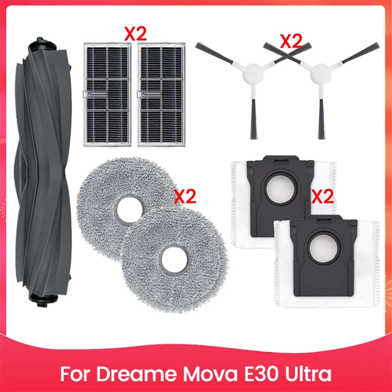 

For Dreame Mova E30 Ultra Robot Vacuum Cleaner Main Side Brush Hepa Filter Mop Cloth Dust Bag Replacement Parts