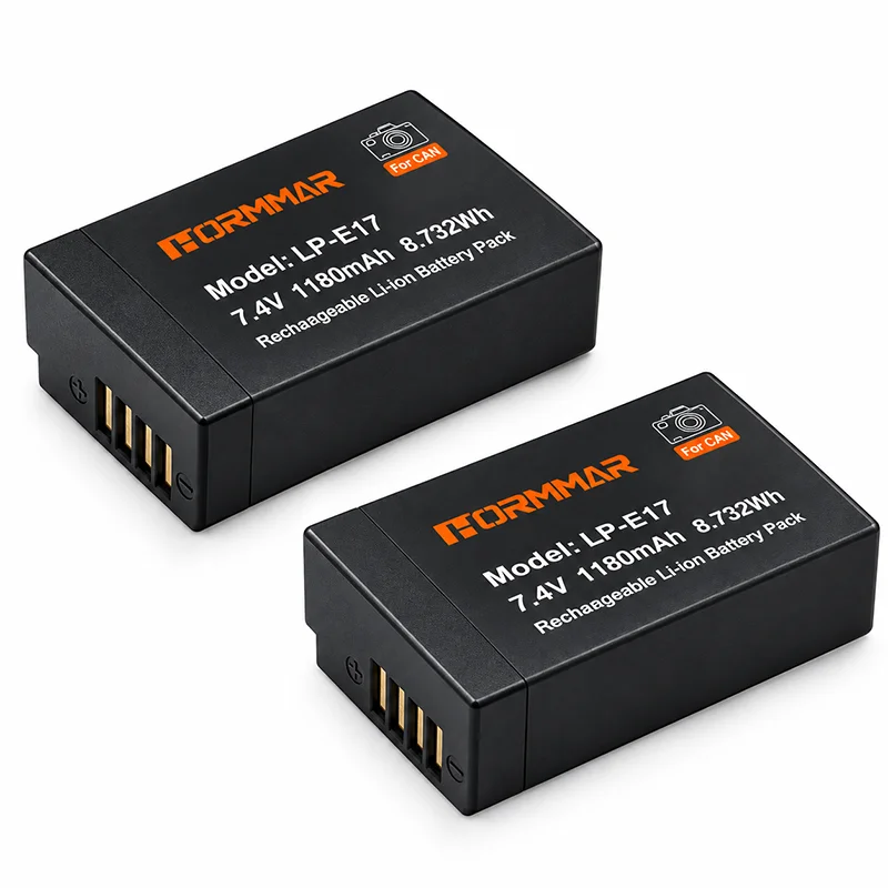 LP-E17 Replacement Battery 1180mAh Dual USB Charger for Canon R8 R50 RP R10 M3 M5 M6 II 750D 760D 800D 77D 850D 200D 250D