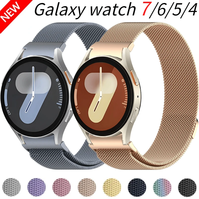 Metal Milanese Magnetic Loop Strap For Samsung Galaxy Watch 7/6/5/4 44mm 40mm Stainless steel Bracelet For Watch6/4 Classic Band