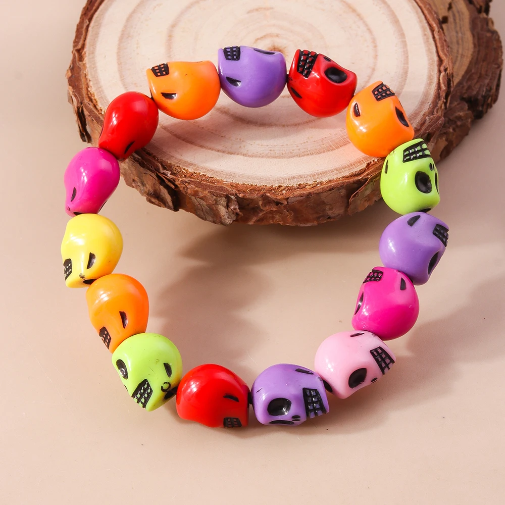 Aihua Punk Halloween Schädel Kürbis Armbänder für Frauen Männer Hip Hop Perlen Armbänder & Armreifen Halloween Schmuck Geschenke – Detail 14