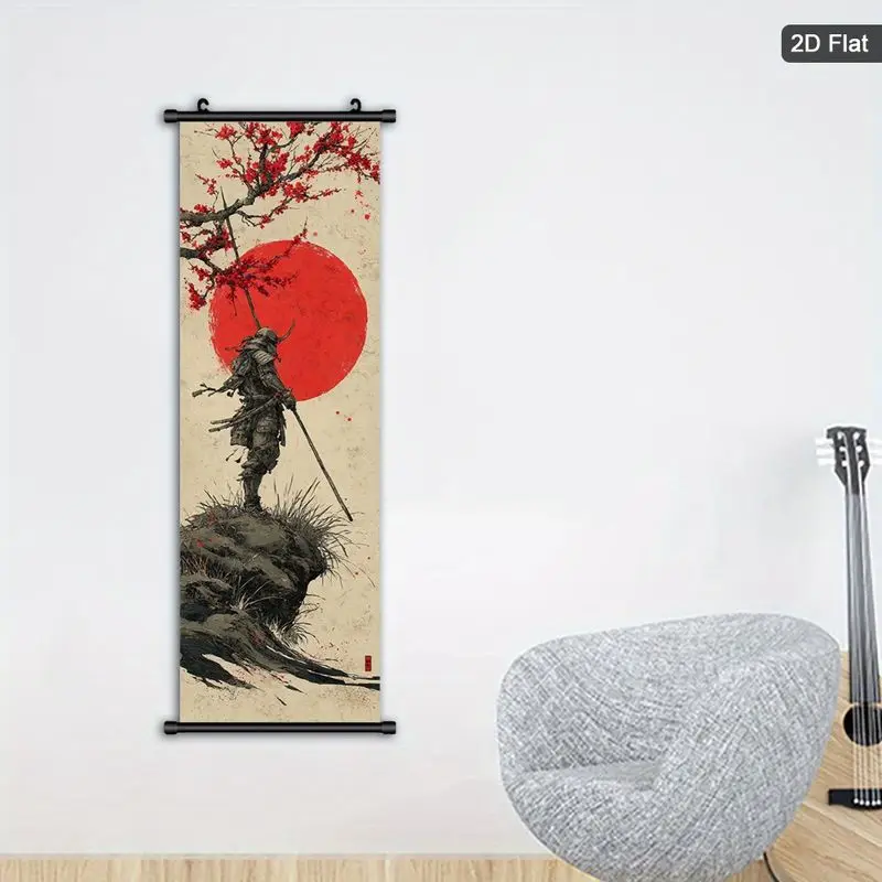 Vertical Scroll Warrior Tapestry Red Sun Decoration Hanging Cloth Scroll Mural Living Room Entrance Wall Room Decoration