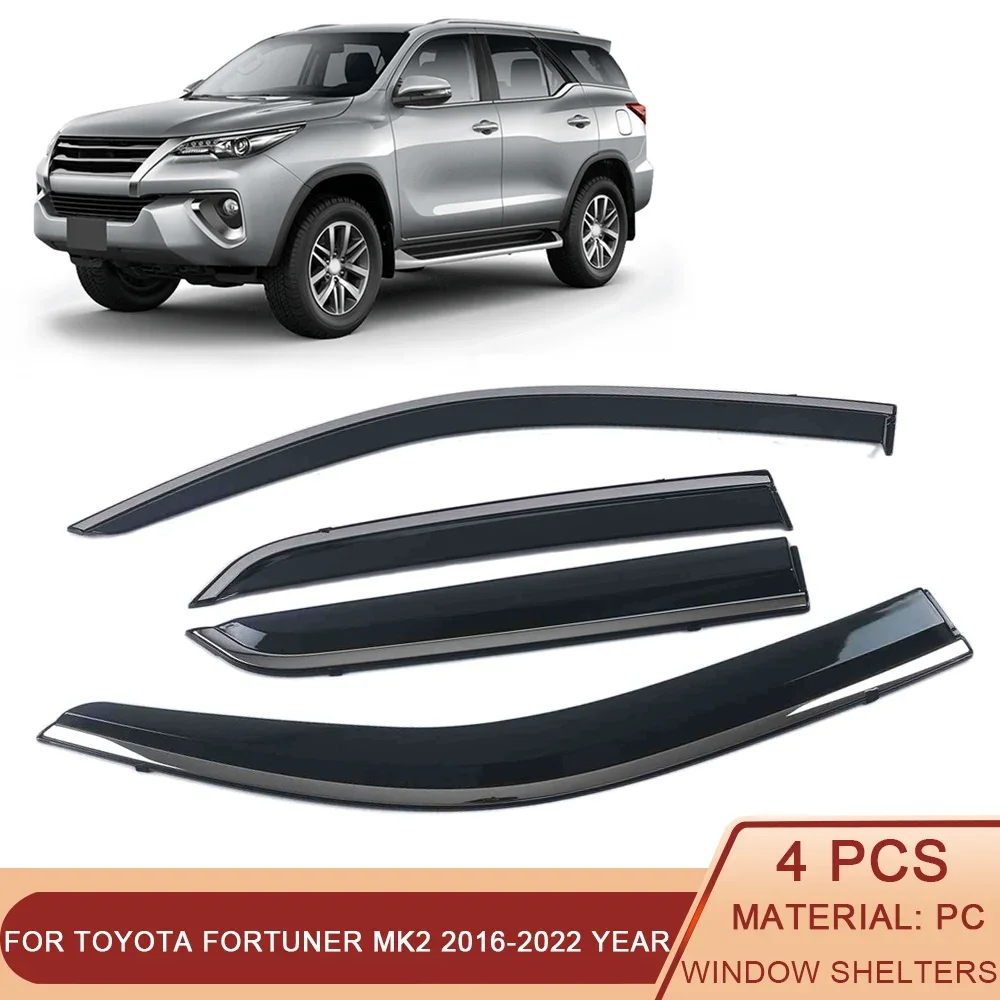 

For Toyota Fortuner MK2 2016-2022 Car Window Sun Rain Shade Visors Shield Shelter Protector Sticker Exterior Accessories