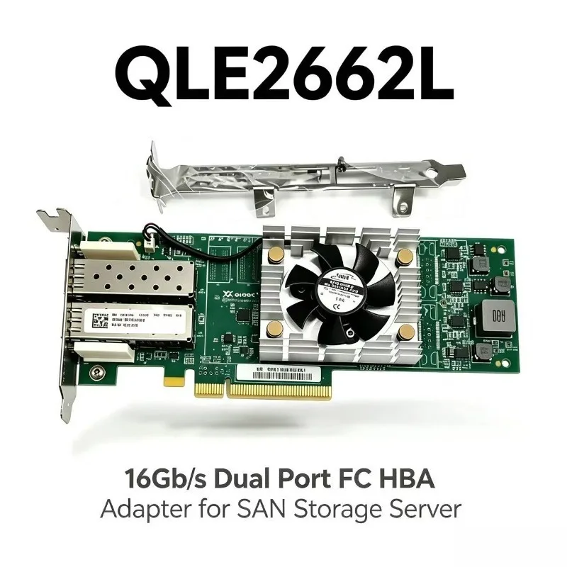 QLE2662L16Gb Dual Port FC HBA Card PCI-E x8 Host Bus Adapter for SAN Storage Server Compatible with VMware Windows Server Linux