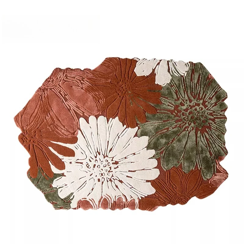 Red special-shaped irregular living room carpet bedroom room bedside home high-end French medium retro light luxury
