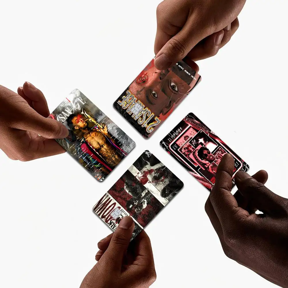 Popular Singer Rapper 21 S-Savage Diy Credit Debit Card Sticker Party Sticker Decoration Waterproof Small Chip Card Skin Sticker