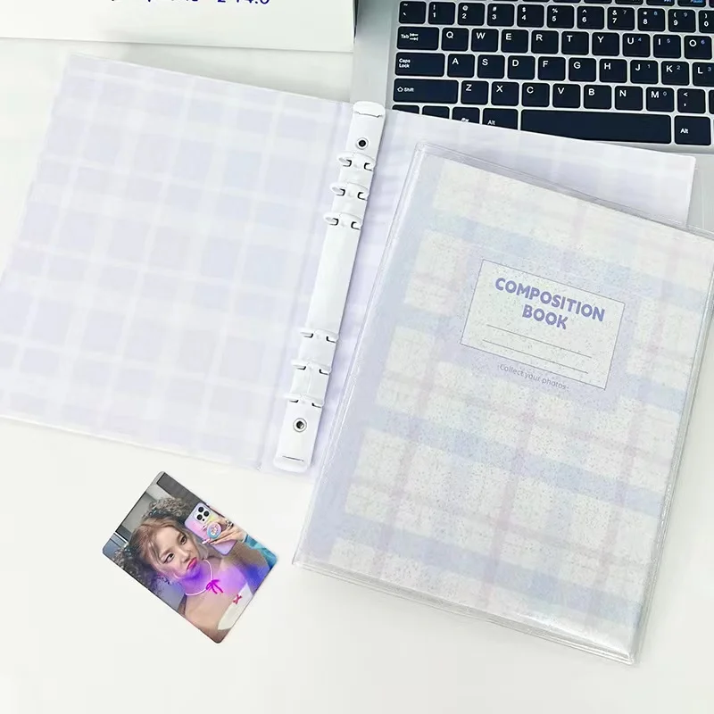 Ins Kawaii cream Plaid A5 Kpop Photocard Binder Collect Book Idol Photo Card Holder Photocard Album loose leaf card booklet