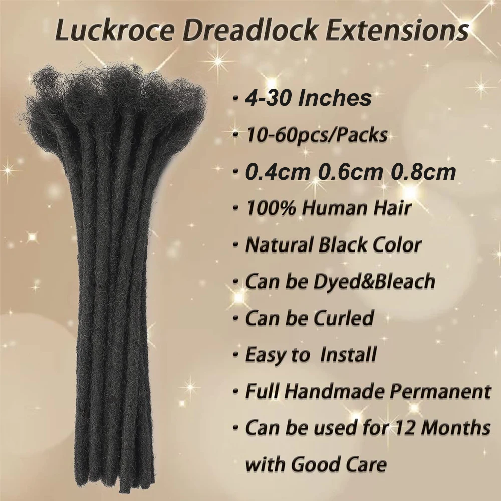 Extensión de rastas 100% extensión Loc de cabello humano se puede teñir, decolorado, rizado, extensiones Locs completamente hechas a mano de 4-30 pulgadas