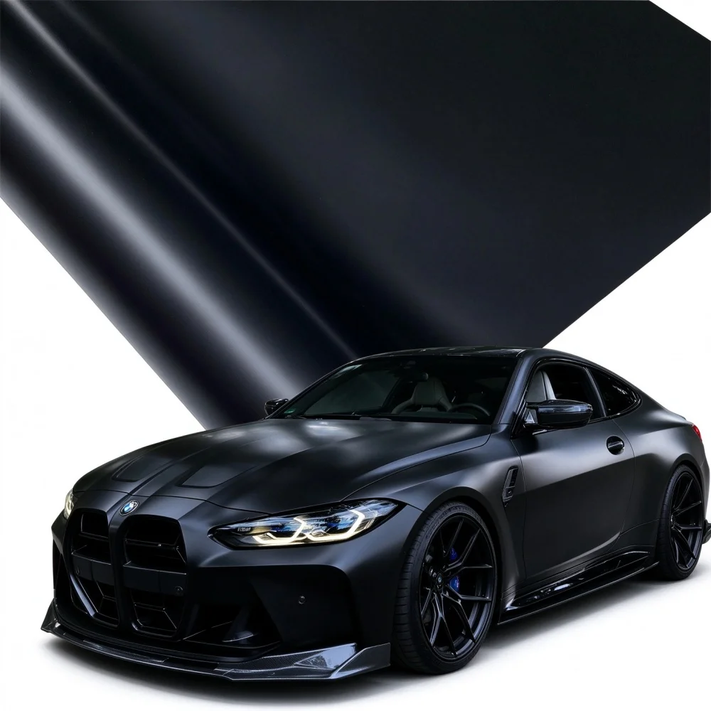 Satin Black Car Matte Vinyl Wrap TPU Waterproof Sticker Decorative Car Body Film for Car Accessories Motorcycle Helmets
