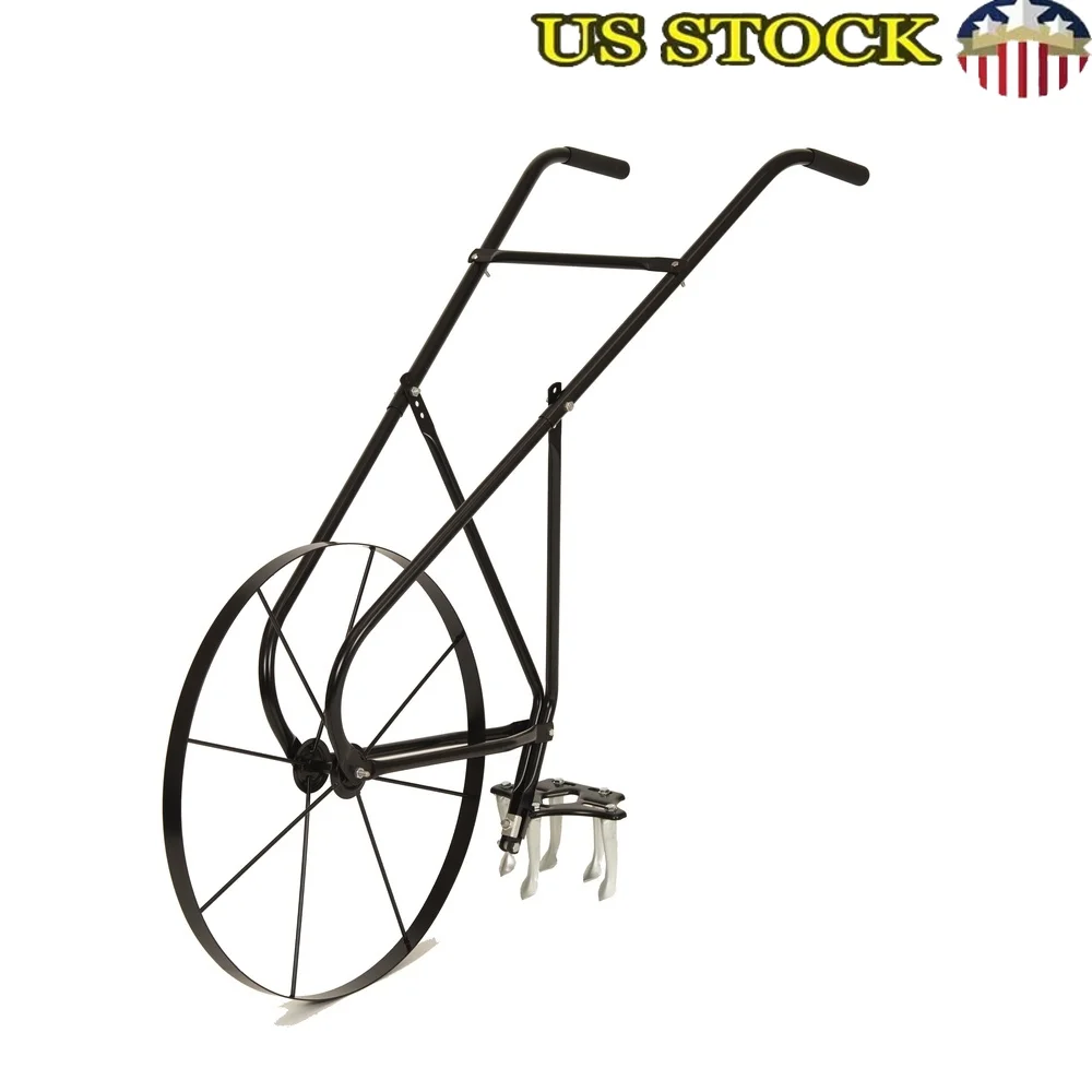

High Wheel Garden Cultivator with Hilling Furrowing Kits Adjustable Handle Heavy Duty Steel Frame Quick Change Attachments 24