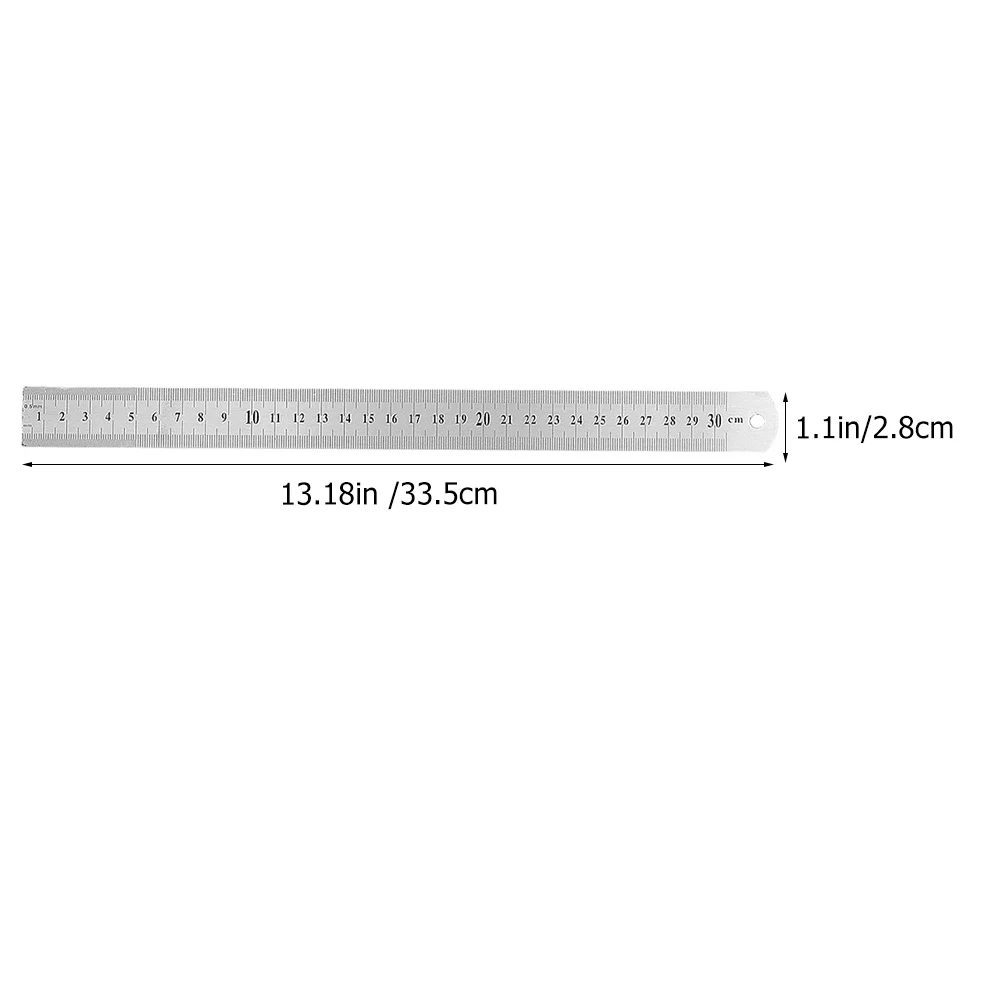 2pcs Stainless Steel Ruler 30Cm Thickened Laser Engraved Dual Scale Measurement Tool For Woodworking Drawing Office Use
