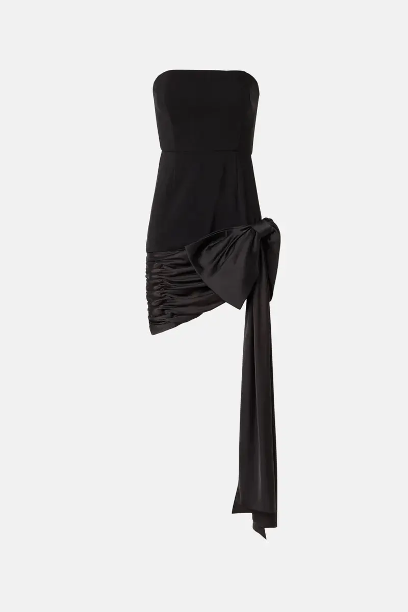 Nova alta costura vestidos femininos sem alças mini bainha vestido de festa arco elegante vestidos de baile preto arco sobreposição feito sob encomenda