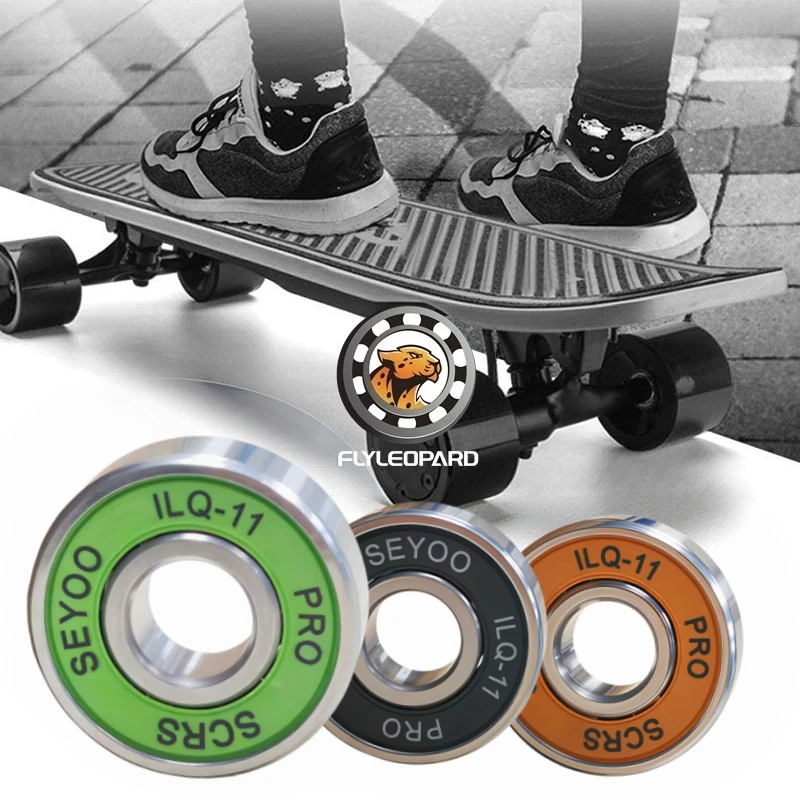 8Pcs ILQ-11 Longboard Bearings High Speed Sealed Wheel Bearings Green/Black/Orange for Downhill Cruiser Skate 608RS 8x22x7mm