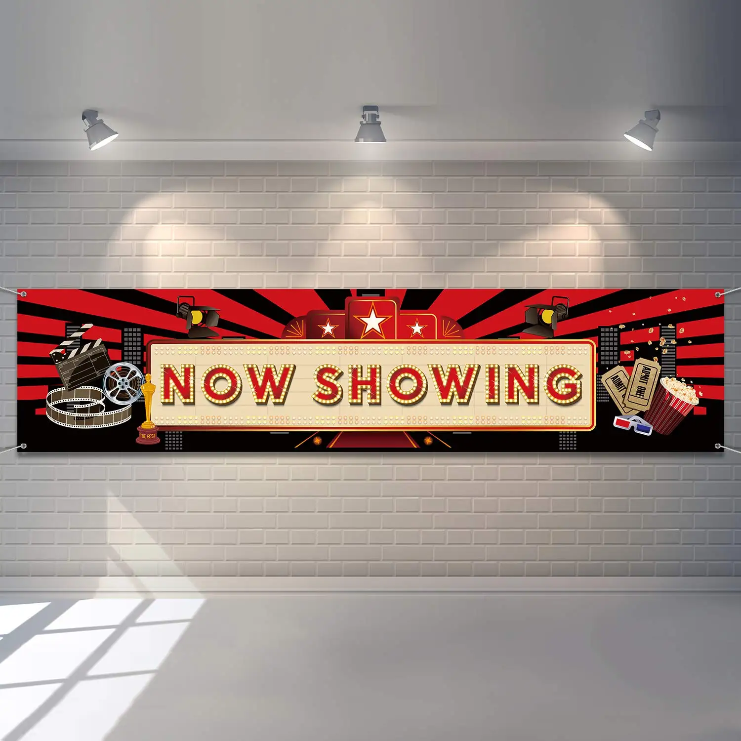 Now Showing Banner Movie Night Party Red Carpet Backdrop Party Decorations Movie Backdrop Birthday Yard Banners Party Supplies