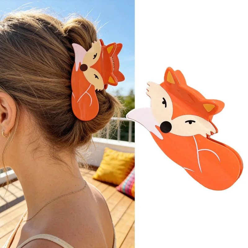 

Cute Fox Hair Claw Women Adorable Animal Accents Trendy Playful Accessory Stylish Whimsical Girls Headwear Party Daily Outfits
