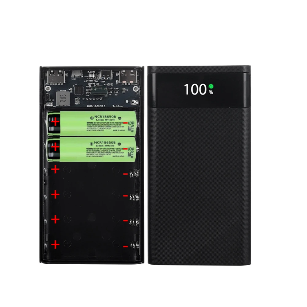 PD 18 Вт USB быстрая зарядка портативный внешний 5 В DIY 6*18650 чехол Корпус внешнего аккумулятора зарядное устройство с фонариком